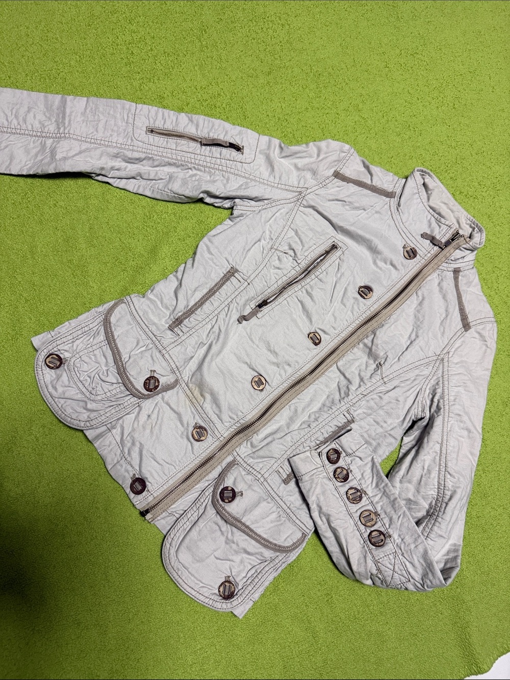 next Light Gray Utility Jacket with Brown Accents